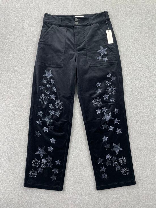 Anthropologie Pants - Anthropologie Pilcro The Wanderer Star Embellished Velvet Pants 26 Black Beaded